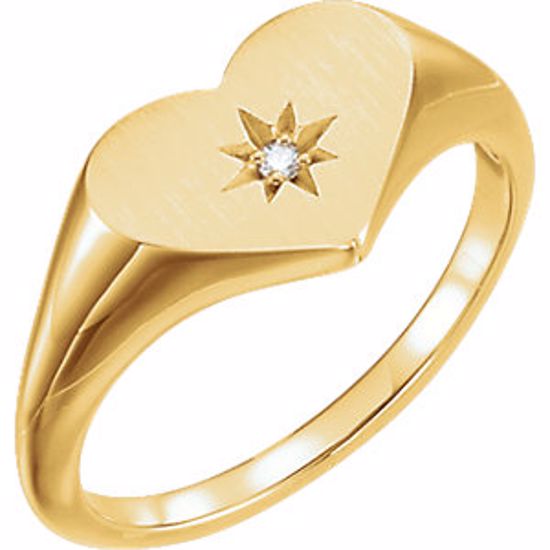 122818:601:P 14kt Yellow .01 CTW Diamond Heart Signet Ring