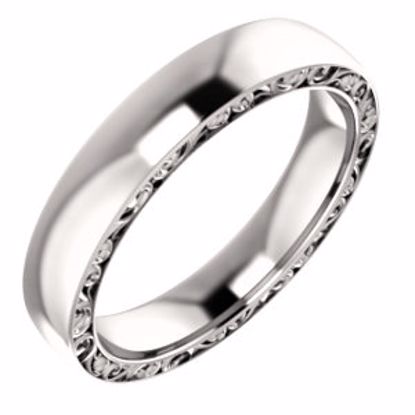 51577:3085:P 14kt Rose 4mm Sculptural-Style Relief Pattern Band Size 8.5