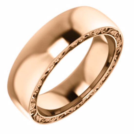 51577:8075:P Platinum 6mm Sculptural-Style Relief Pattern Band Size 7.5