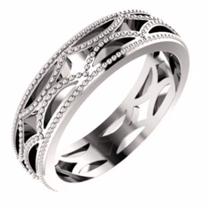 51580:146:P 14kt Rose 5mm Crescent Milgrain Design Band Size 8