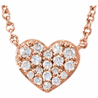 68662:102:P 14kt Rose 1/10 CTW Diamond Heart 18" Necklace