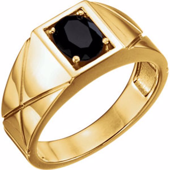 9839:601:P 14kt Yellow Onyx Men's Ring