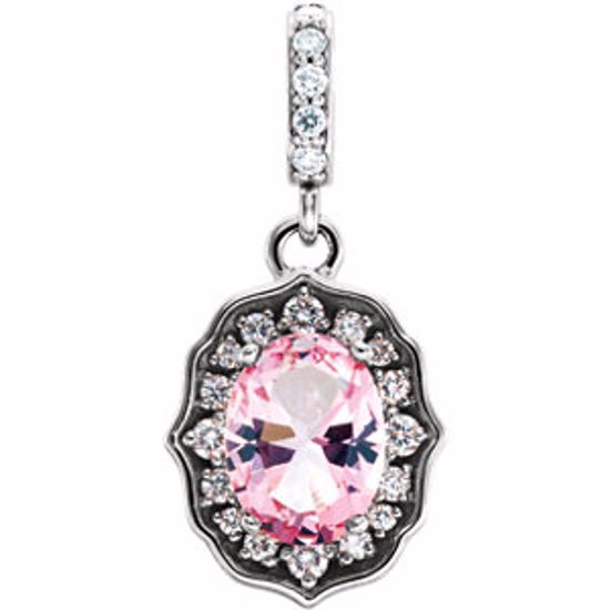 86389:105:P 14kt White Baby Pink Topaz & 1/6CTW Diamond Pendant