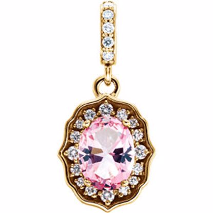 86389:106:P 14kt Yellow Baby Pink Topaz & 1/6CTW Diamond Pendant