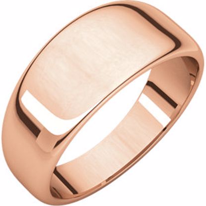 HRT7.5:2012:P 14kt Rose 8mm Half Round Tapered Band