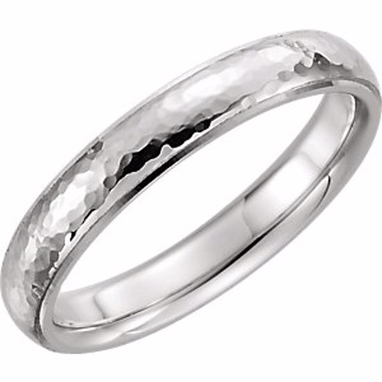 51534:199:P Platinum 4mm Half Round Edge Comfort Fit Hammer Finish Band Size 9.5