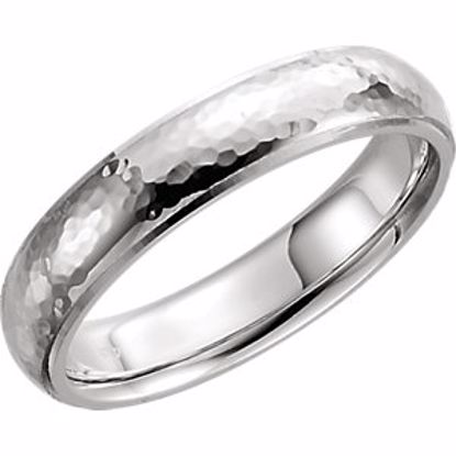 51534:221:P Platinum 6mm Half Round Edge Comfort Fit Hammer Finish Band Size 5.5