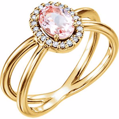 71878:601:P 14kt Yellow Morganite & 1/10 CTW Diamond Ring