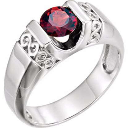 9836:600:P 14kt White Men's Mozambique Garnet Ring