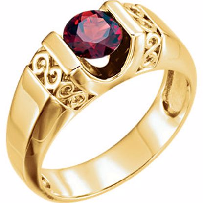 9836:601:P 14kt Yellow Men's Mozambique Garnet Ring