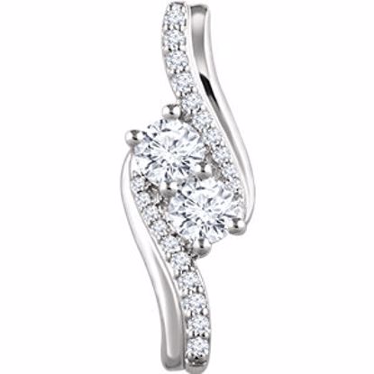 652225:60000:P 14kt White 5/8 CTW Diamond Two Stone Pendant