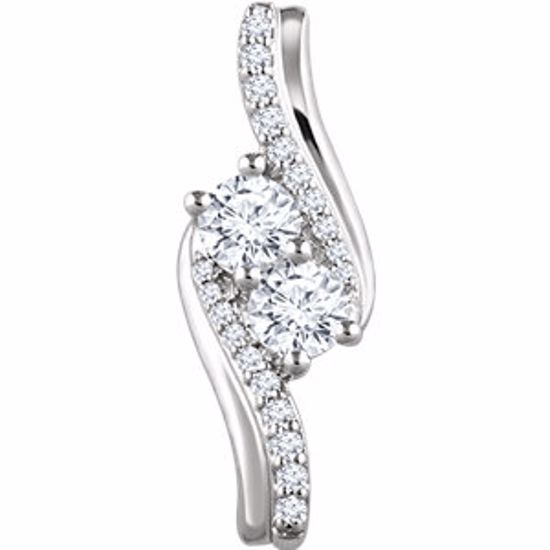 652225:60000:P 14kt White 5/8 CTW Diamond Two Stone Pendant