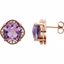 86314:602:P 14kt Rose Checkerboard Amethyst & 1/5 CTW Diamond Earrings