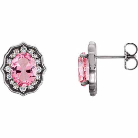 86338:603:P Platinum Baby Pink Topaz and 1/3 CTW Diamond Earrings with Backs