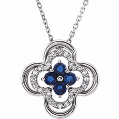 86369:600:P 14kt White Blue Sapphire & 1/10 CTW Diamond 18" Necklace