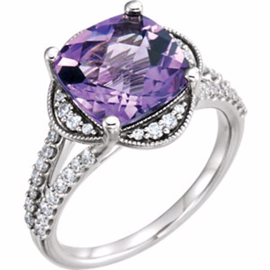 71815:600:P 14kt White Amethyst & 3/8 CTW Diamond Ring