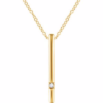 652219:60000:P 14kt Yellow .015 CTW Diamond 16-18" Bar Necklace