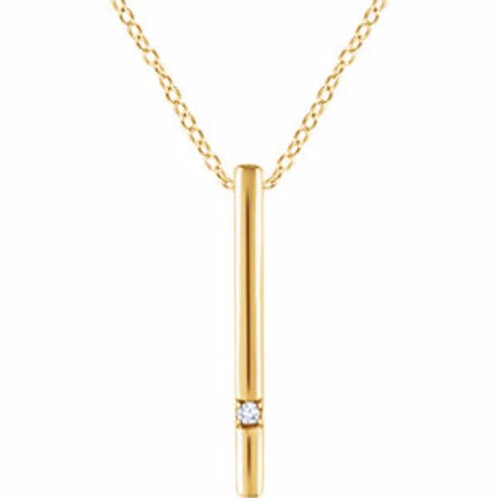 652219:60000:P 14kt Yellow .015 CTW Diamond 16-18" Bar Necklace