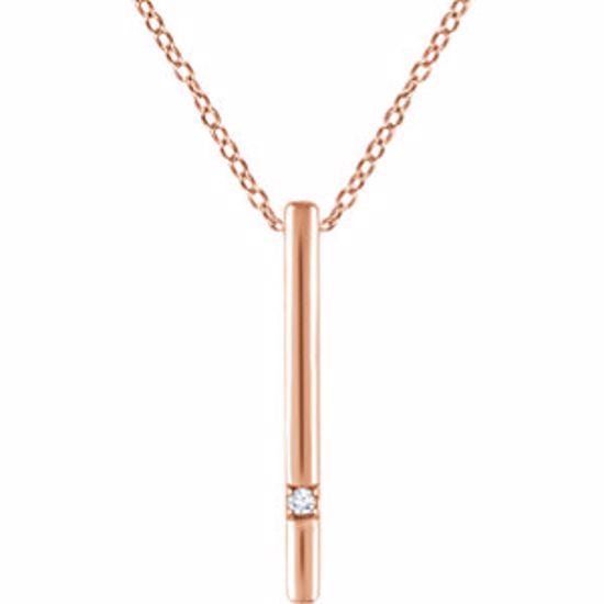 652219:60002:P 14kt Rose .015 CTW Diamond 16-18" Bar Necklace