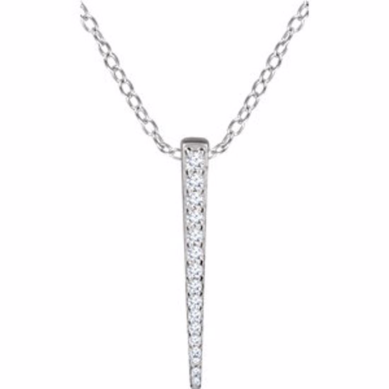 652217:60001:P 14kt White 1/4 CTW Diamond Graduated 16-18" Bar Necklace