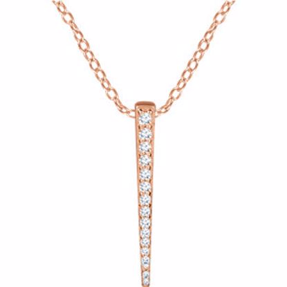 652217:60002:P 14kt Rose 1/4 CTW Diamond Graduated Bar 16-18" Necklace