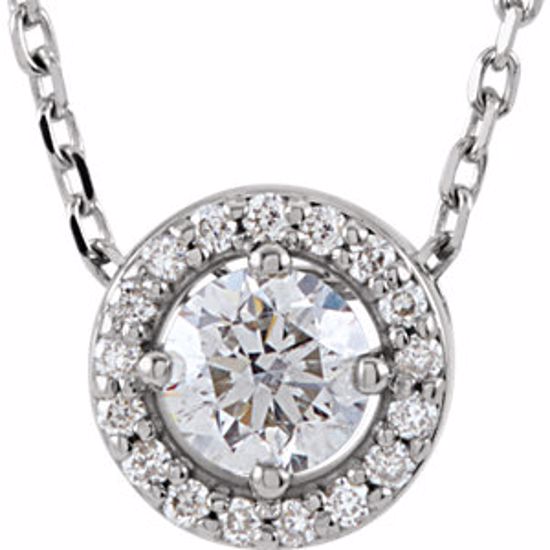 85916:6014:P 14kt White 1/5 CTW CTW Diamond Halo-Style 16" Necklace