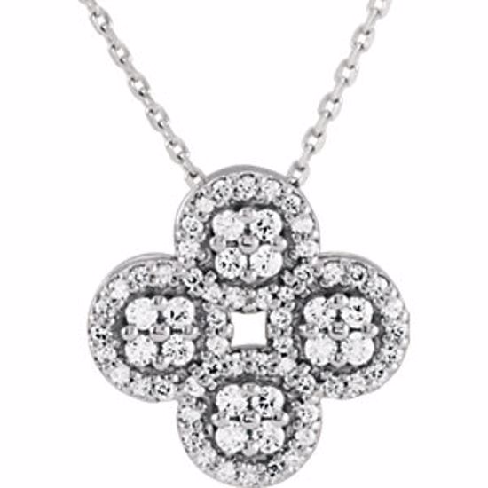 86309:603:P Platinum 1/2 CTW Diamond Clover Necklace