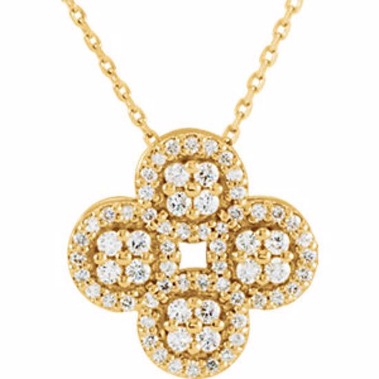 86309:601:P 14kt Yellow 1/2 CTW Diamond Clover Necklace