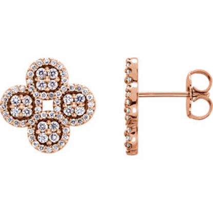 86362:602:P 14kt Rose 1/2 CTW Diamond Clover Earrings