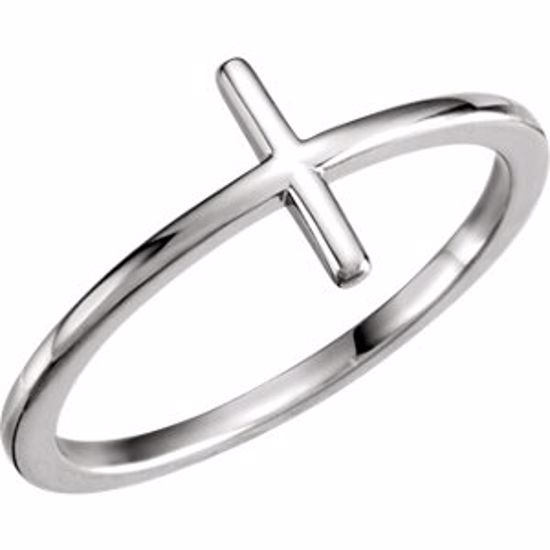 51352:1004:P Sterling Silver Side Cross Ring