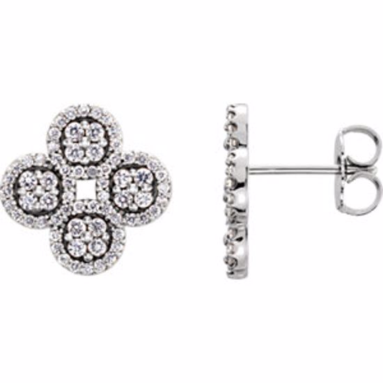 86362:603:P Platinum 1/2 CTW Diamond Clover Earrings