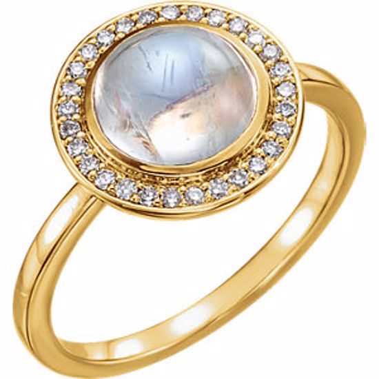 71821:610:P 14kt Yellow Rainbow Moonstone & 1/8 CTW Diamond Ring 