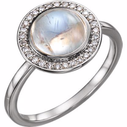 71821:609:P 14kt White Rainbow Moonstone & 1/8 CTW Diamond Ring 