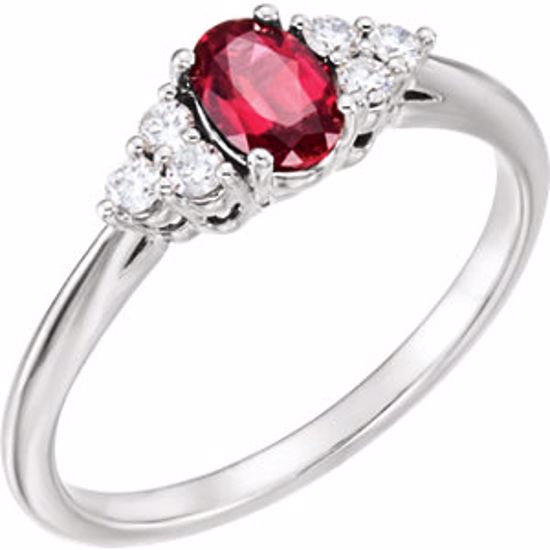 71812:608:P Sterling Silver Chatham® Created Ruby & 1/6 CTW Diamond Ring