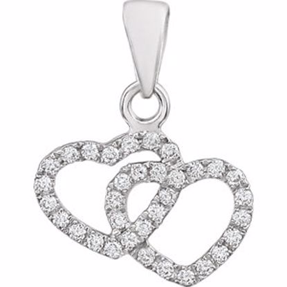 652229:60001:P 14kt White 1/6 CTW Diamond Double Heart Pendant