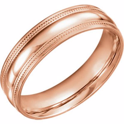 51601:3105:P 14kt Rose 6mm Coin Edge Design Band Size 10.5
