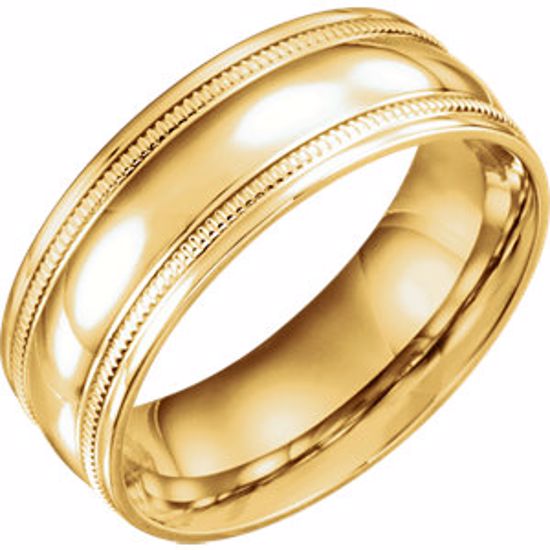 51601:6105:P 14kt Yellow 8mm Coin Edge Design Band Size 10.5