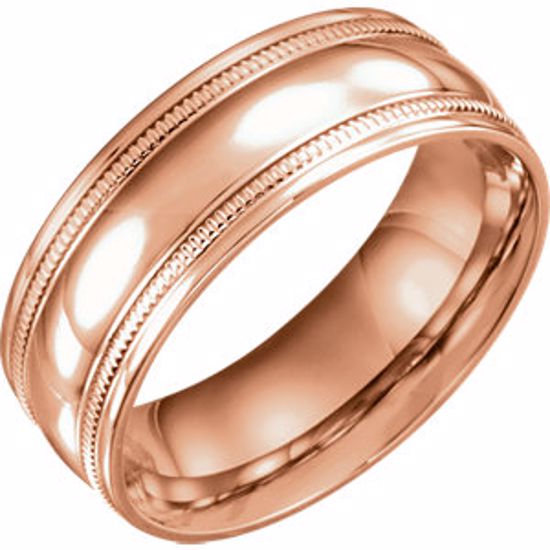 51601:710:P 14kt Rose 8mm Coin Edge Design Band Size 10