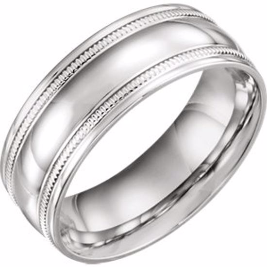 51601:8115:P Platinum 8mm Coin Edge Design Band Size 11.5