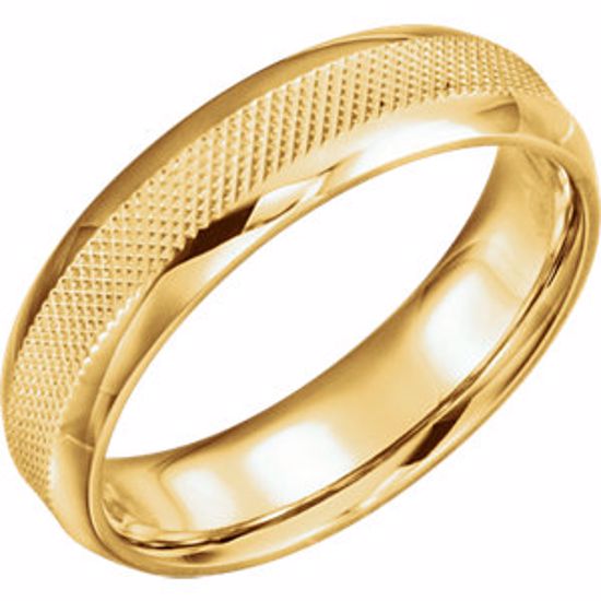51622:6095:P 14kt Yellow 6mm Knurl Design Band Size 9.5