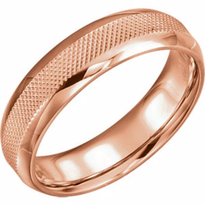 51622:712:P 14kt Rose 6mm Knurl Design Band Size 12