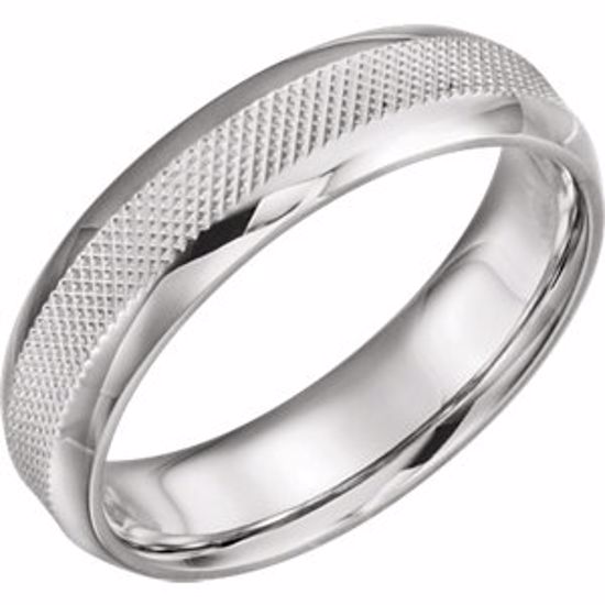51622:8095:P Platinum 6mm Knurl Design Band Size 9.5