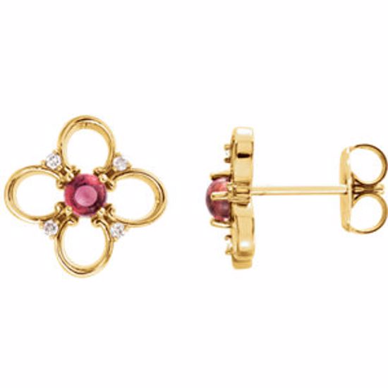 86373:601:P 14kt Yellow Pink Tourmaline & .04 CTW Diamond Earrings