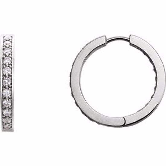 84933:60006:P 14kt White 1 CTW Diamond Hoop Inside/Outside Earrings 