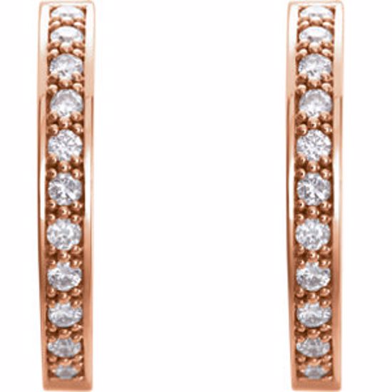 84933:60008:P 14kt Rose 1 CTW Diamond Hoop Inside/Outside Earrings 