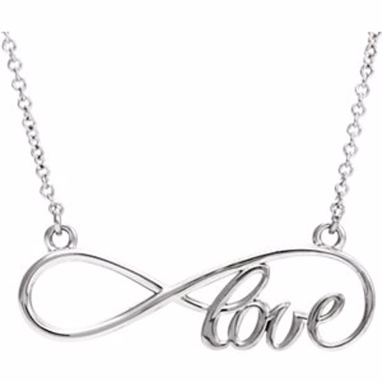 86075:104:P Sterling Silver Love Infinity Design 17" Necklace