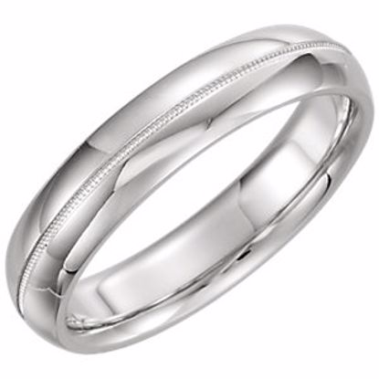 51539:280:P Platinum 5mm Comfort Fit Milgrain Band Size 8.5