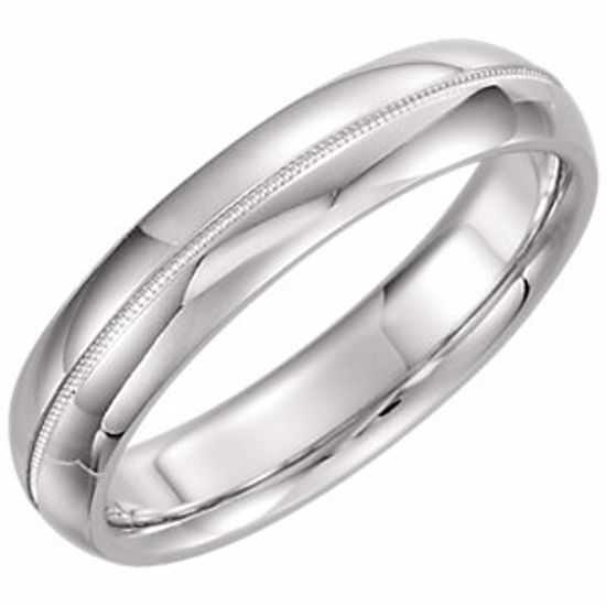 51539:280:P Platinum 5mm Comfort Fit Milgrain Band Size 8.5