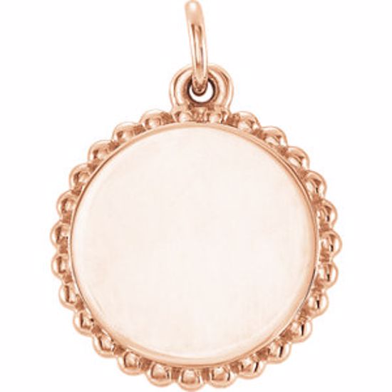 86472:108:P 14kt Rose Engravable Round Beaded Pendant