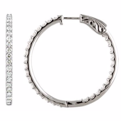 650183:140:P 14kt White 7.25 CTW Diamond Inside/Outside Hoop Earrings